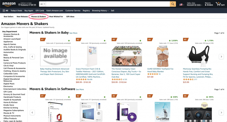Amazon Movers & Shakers List preview