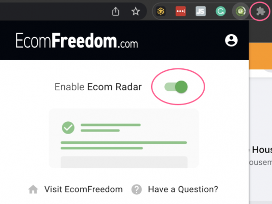 Step 3: Turn On Ecom Radar