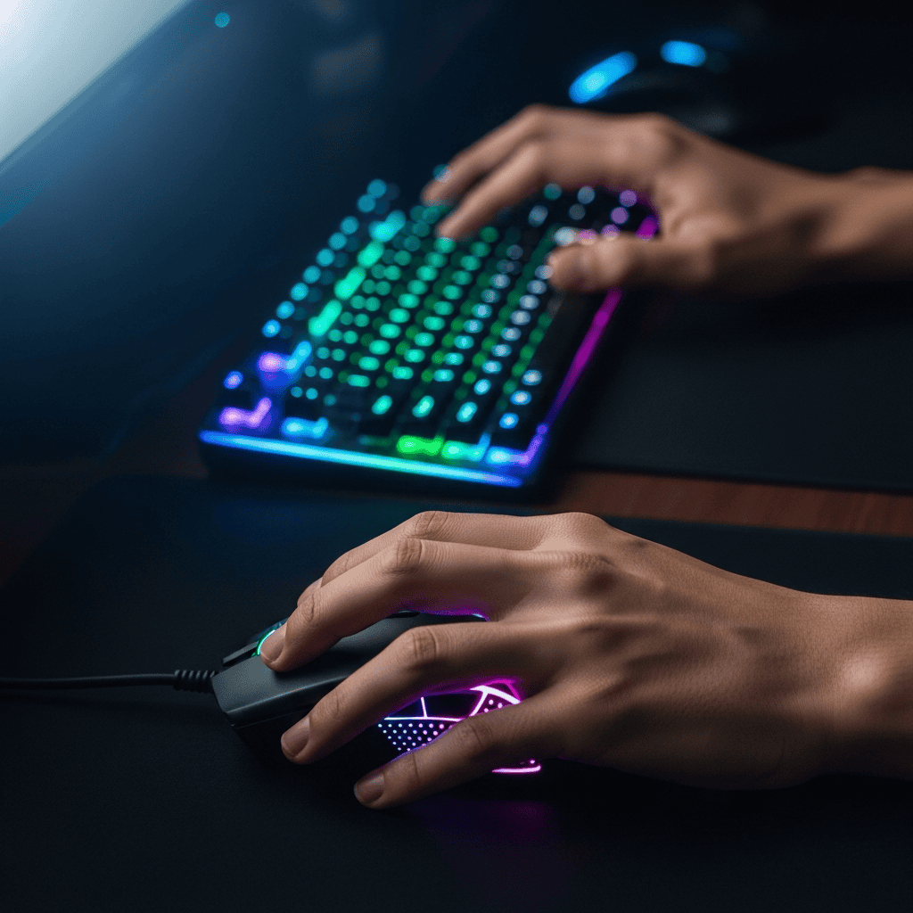 RGB gaming keyboard with customizable backlit keys for immersive gaming experiences.