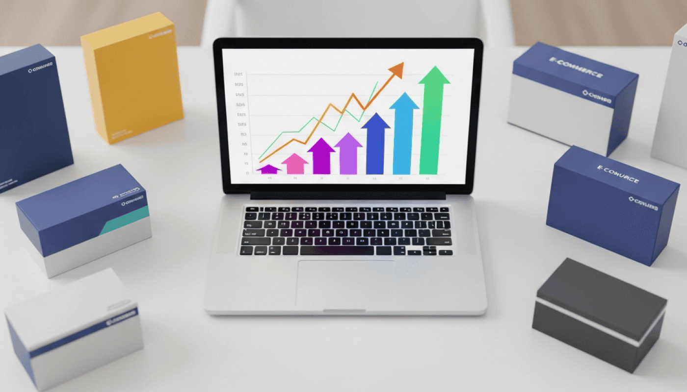 computer with line graphs showing growth