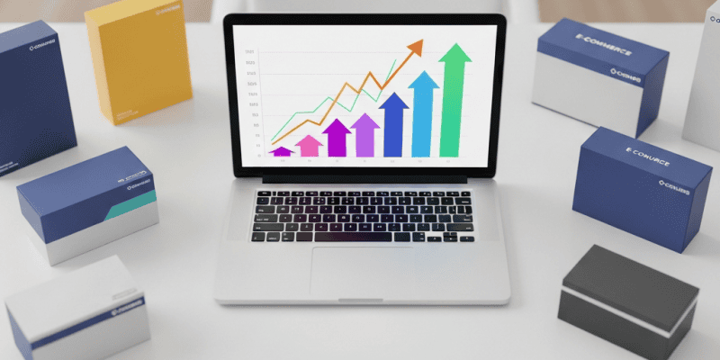 computer with line graphs showing growth