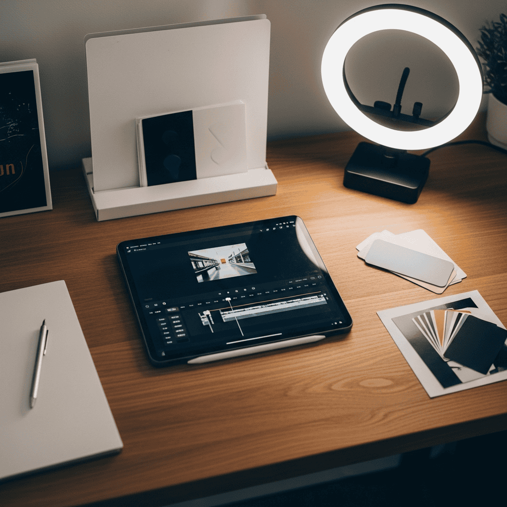 e-commerce product video creation workspace with AI editing tools