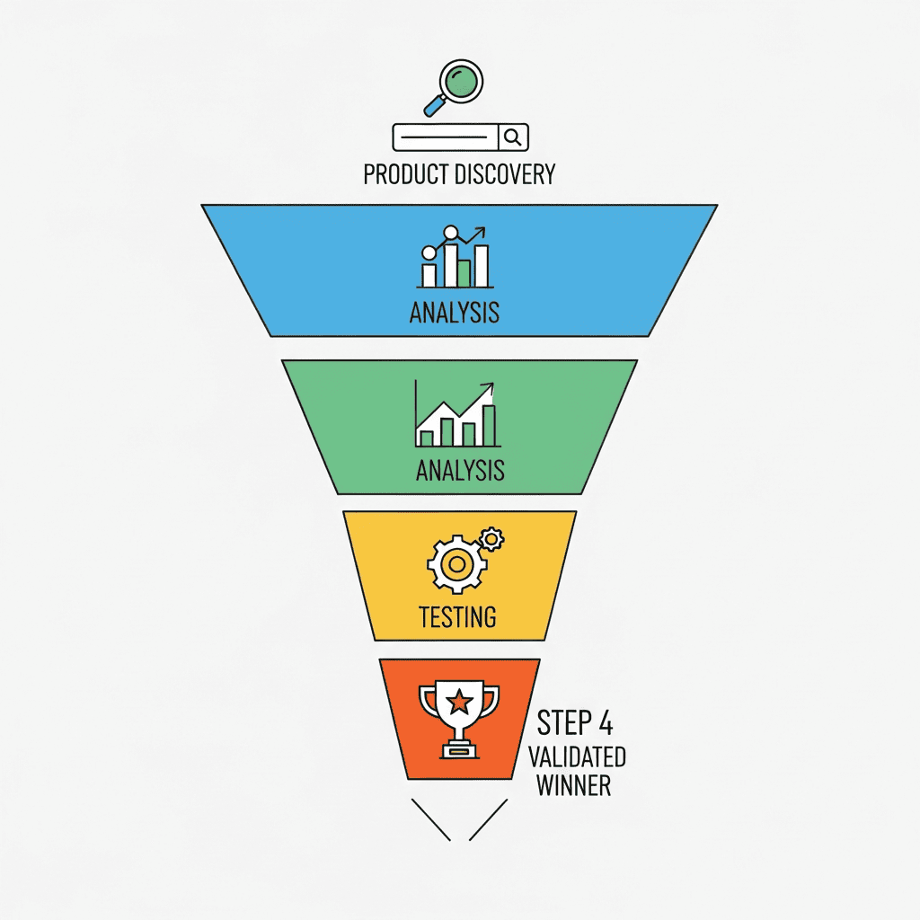 dropshipping product research validation funnel from discovery to scaling