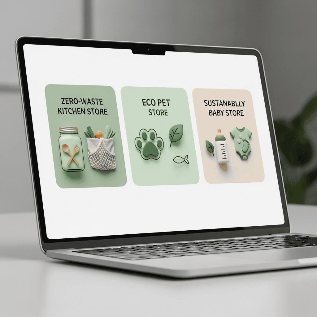 themed eco-friendly dropshipping store examples for zero-waste kitchen pet and baby niches