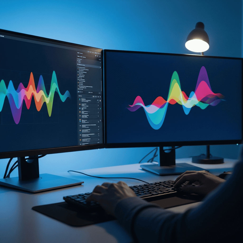 e-commerce seller analyzing TikTok Shop product analytics on dual monitor setup