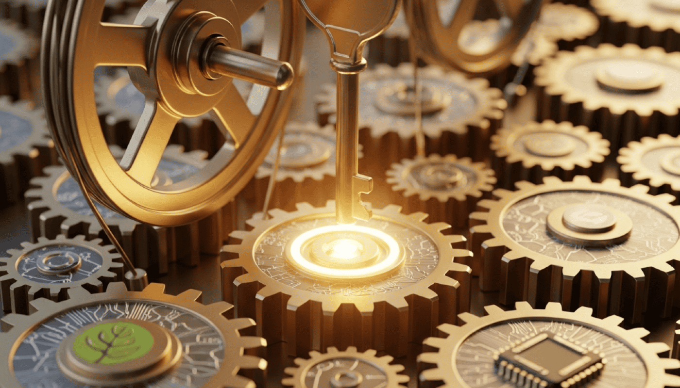 Automated eCommerce gears with a key for seamless store management.