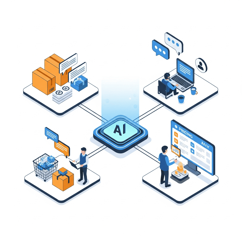 AI agents handling ecommerce order fulfillment customer service and dynamic pricing simultaneously