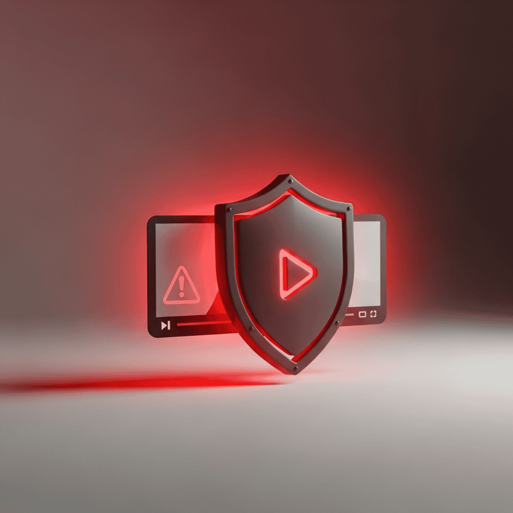 Digital security shield icon with warning and play symbols for TikTok script bypass.