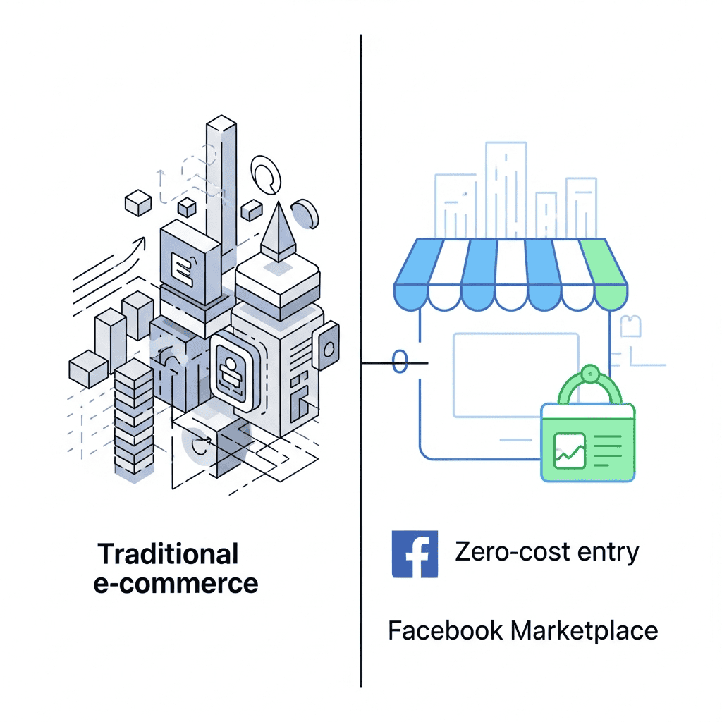facebook marketplace dropshipping cost comparison versus traditional ecommerce startup expenses