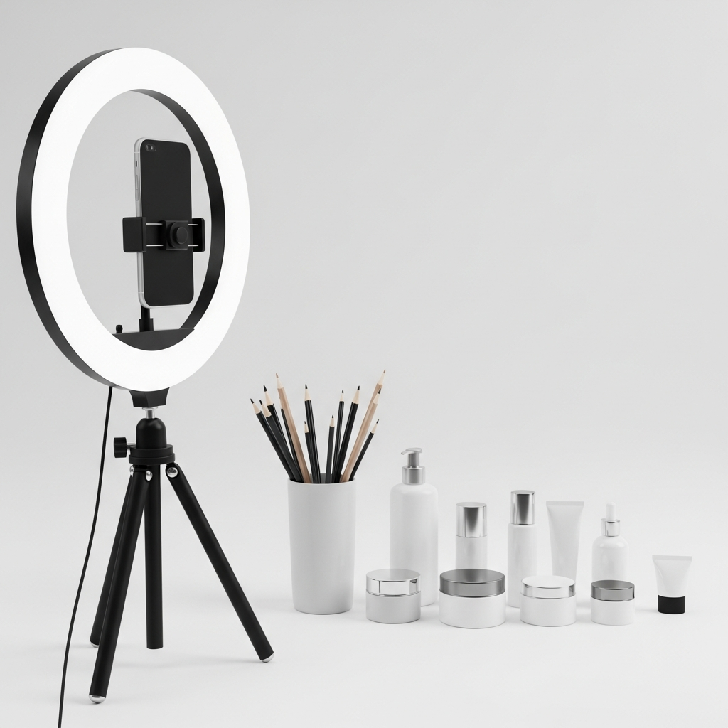TikTok content creation setup for affordable skincare product videos
