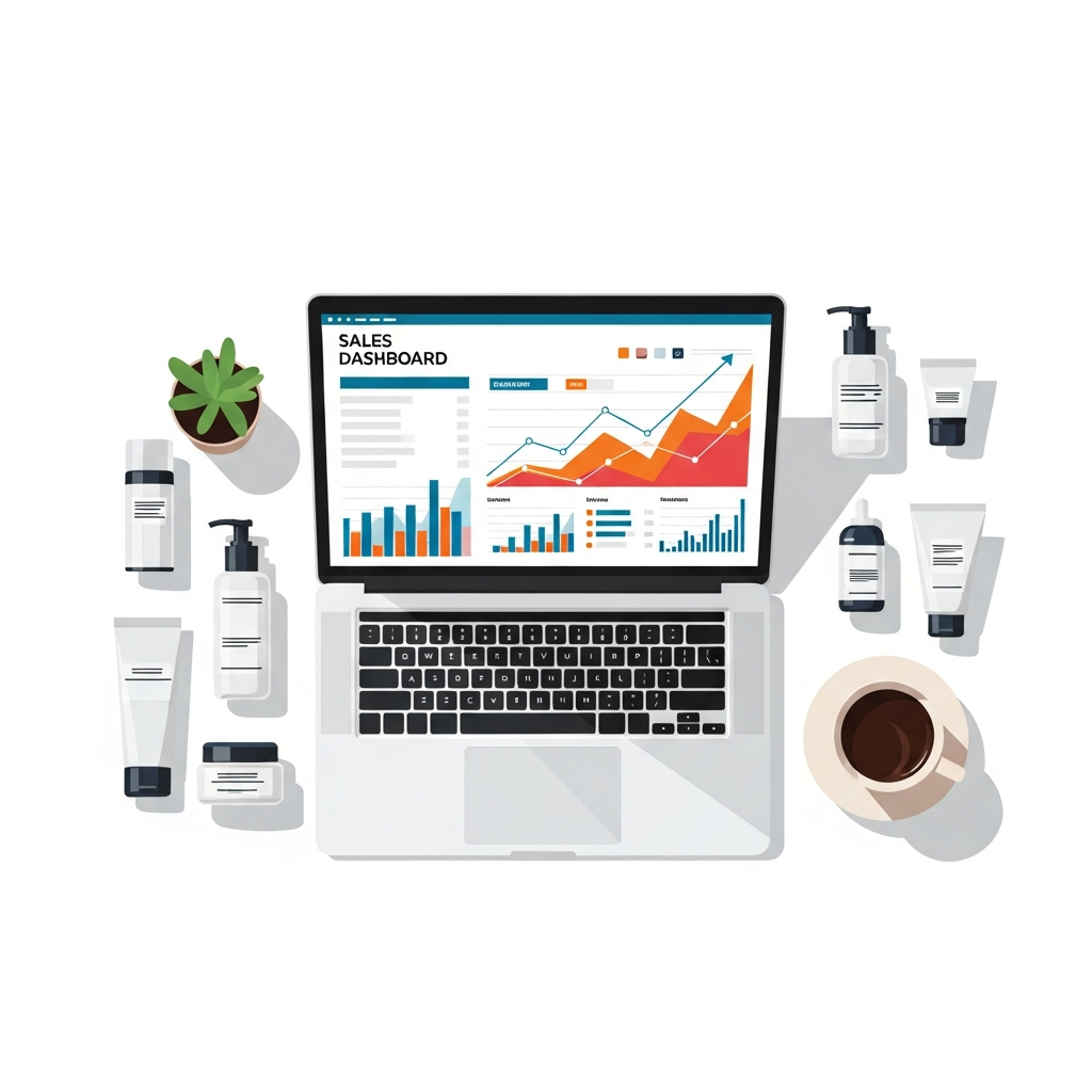 successful TikTok Shop skincare business growth metrics and product display