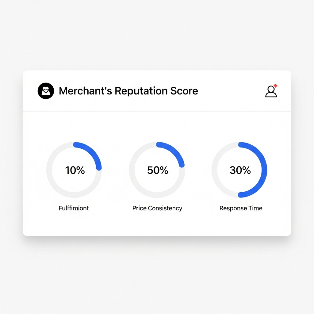 agentic commerce merchant reputation score dashboard showing key performance metrics