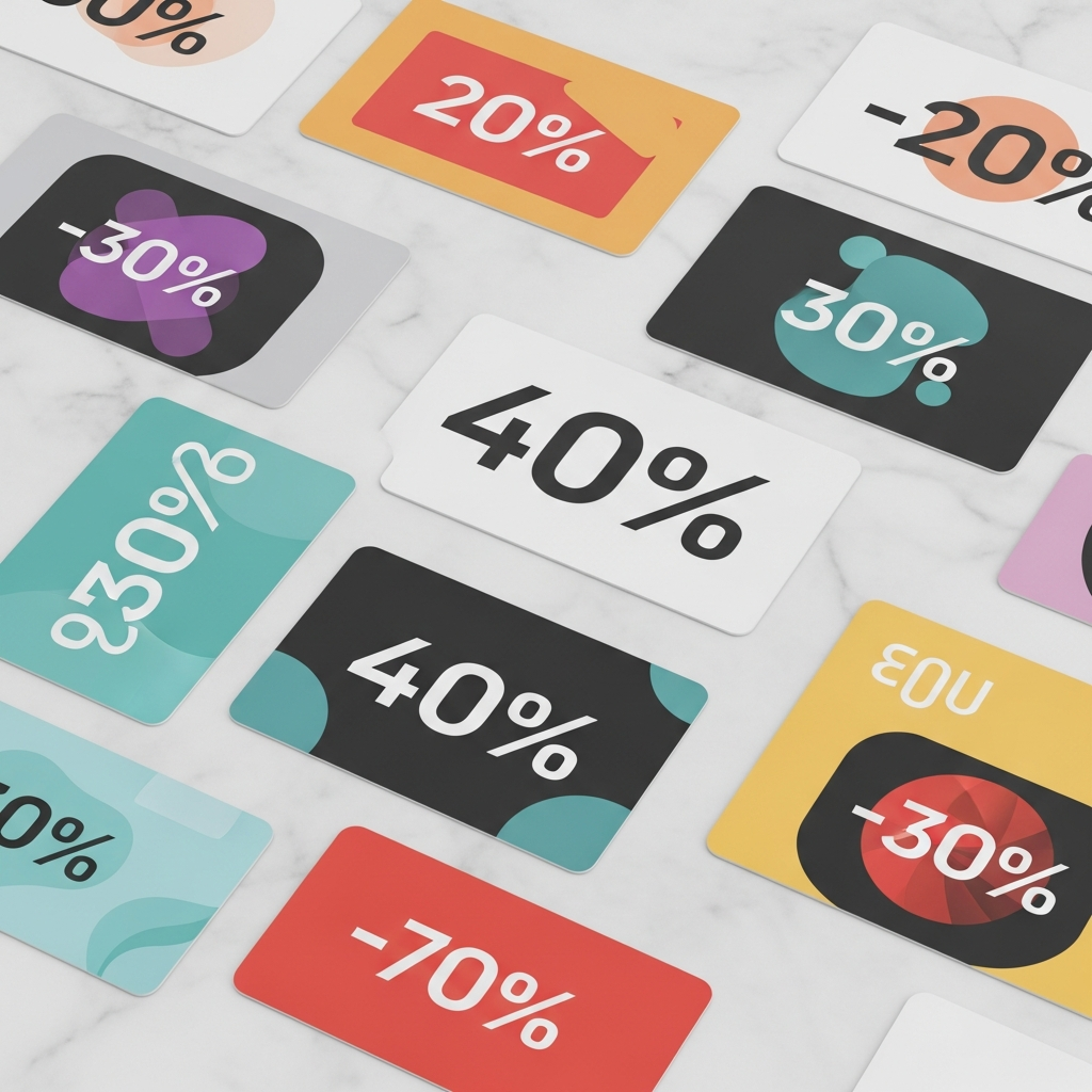 TikTok Shop discount insert card designs showing various promotional offers for repeat customers