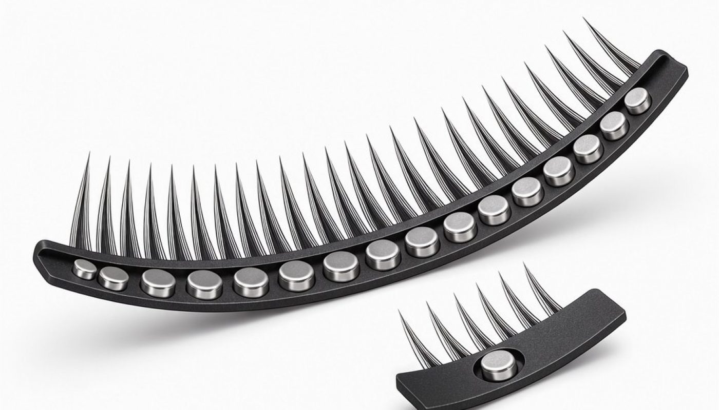 magnetic eyelash technology diagram showing micro magnet placement for sellers