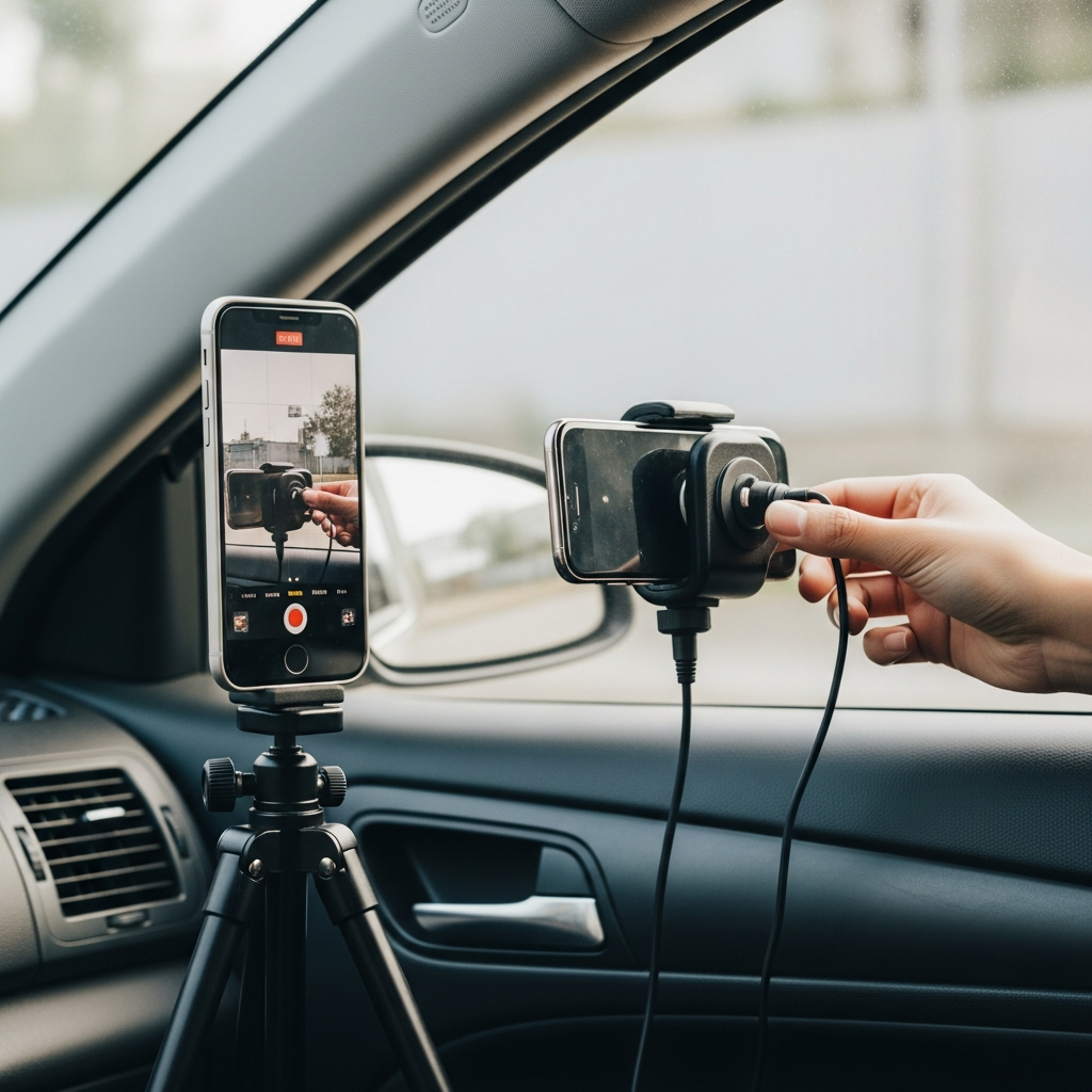 tiktok shop content creation setup for filming wireless car charger demonstration