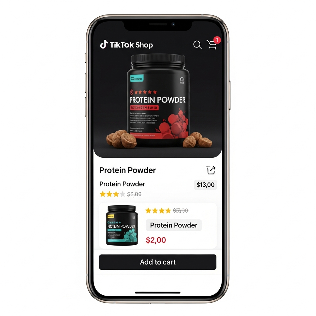optimized TikTok Shop protein supplement listing page conversion elements