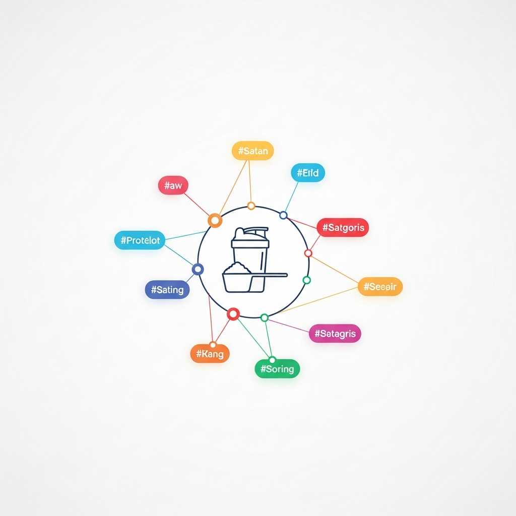 TikTok hashtag strategy diagram for protein supplement marketing success