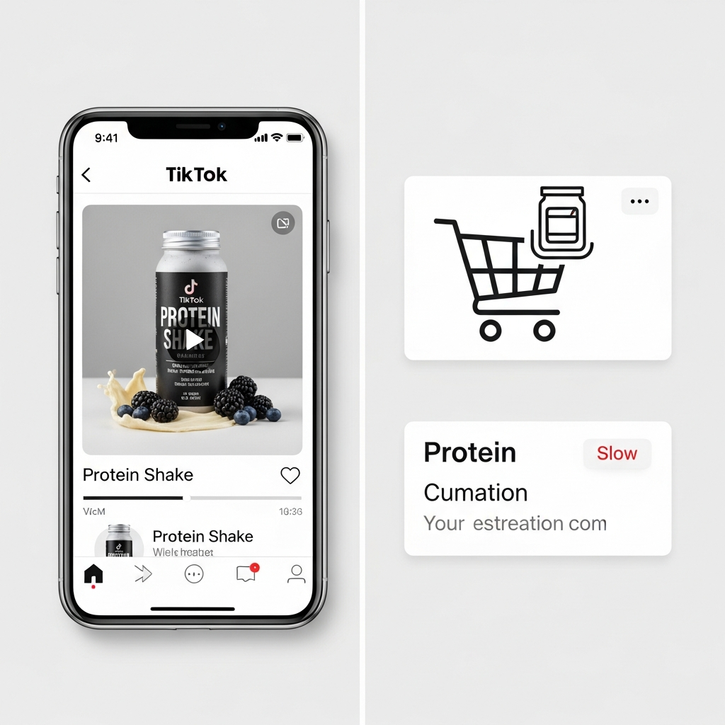 TikTok Shop protein supplement product discovery interface demonstration