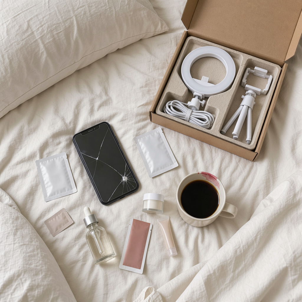 authentic imperfect aesthetic TikTok Shop content creation setup bedroom filming