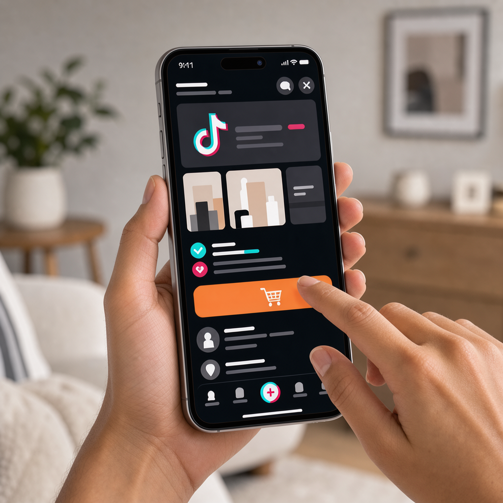 TikTok Shop orange cart CTA button raw content conversion template