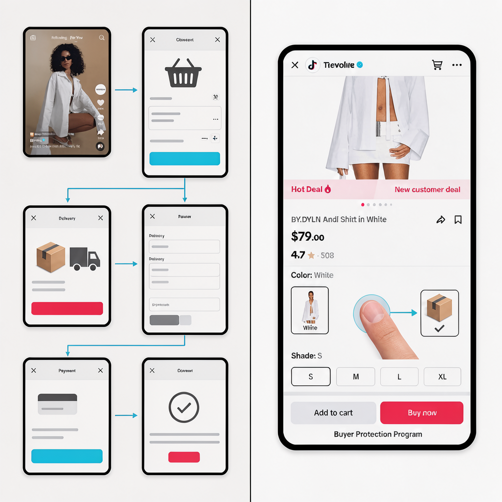 tiktok shop streamlined checkout versus traditional ecommerce multi-step funnel comparison